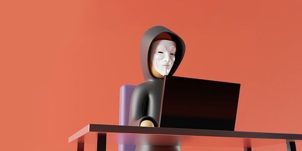 imagen 3d de un hacker frente a un ordenador