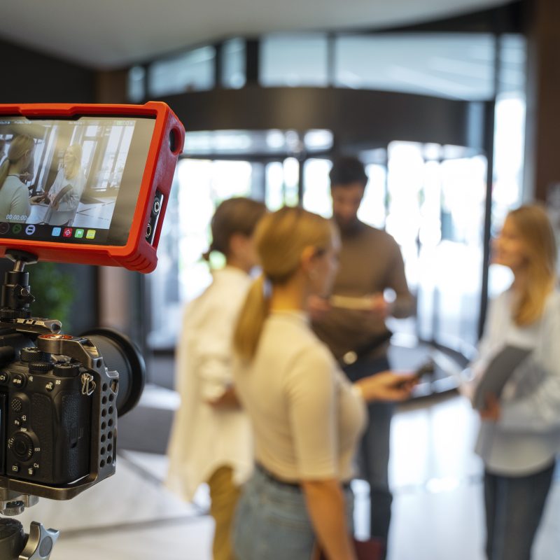 Equipo trabajando en medios audiovisuales