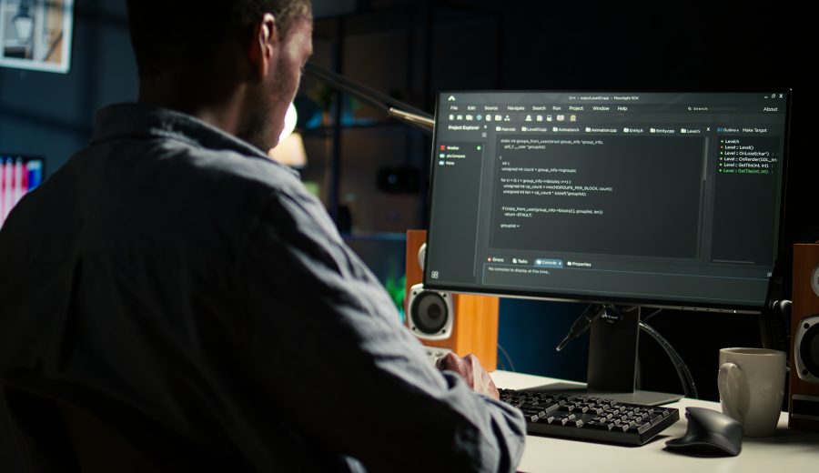 Programador de aplicaciones trabajando con frameworks